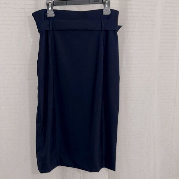 Ted Baker XL (5) Navy Kaara Midi Front Zip High Waist Belted Pencil Skirt - Picture 6 of 14